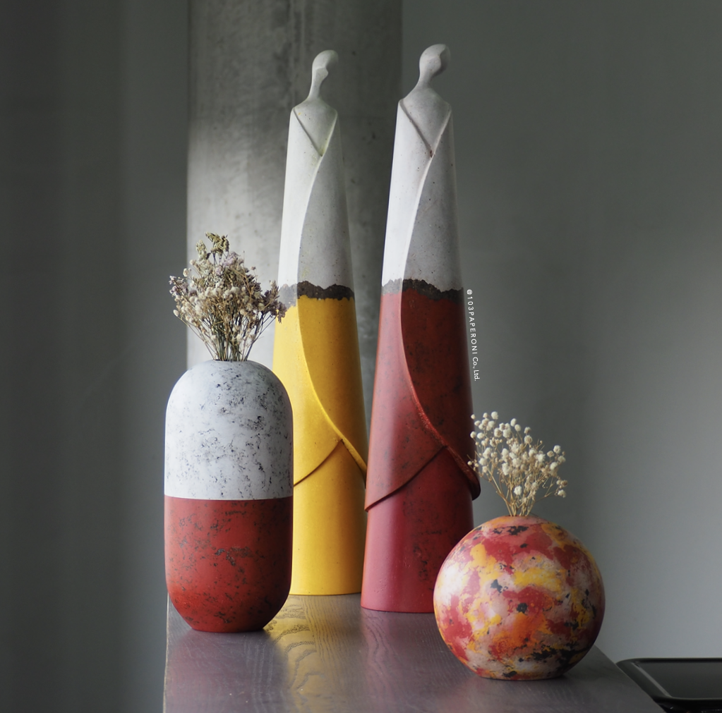 COLORFUL COLLECTION NO.2  :  PAPER SCULPTURE AND PAPER VASE  -  Our designs give new life to recycled paper and other natural materials,  Handmade sculptures , Which is created piece by piece.