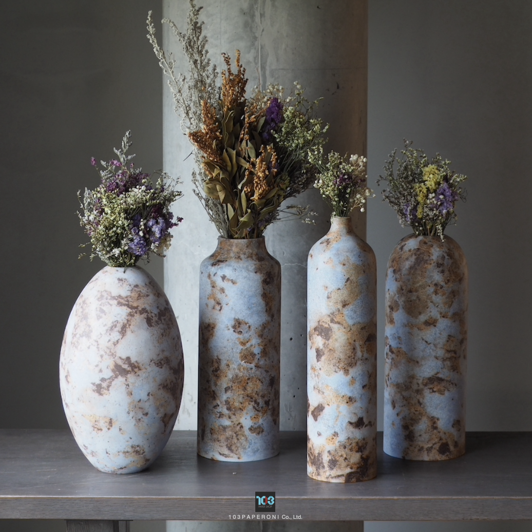 RE.53 - RE.56  :  PAPER  VASE  -  Our designs give new life to recycled paper and other natural materials,  Handmade sculptures , Which is created piece by piece.