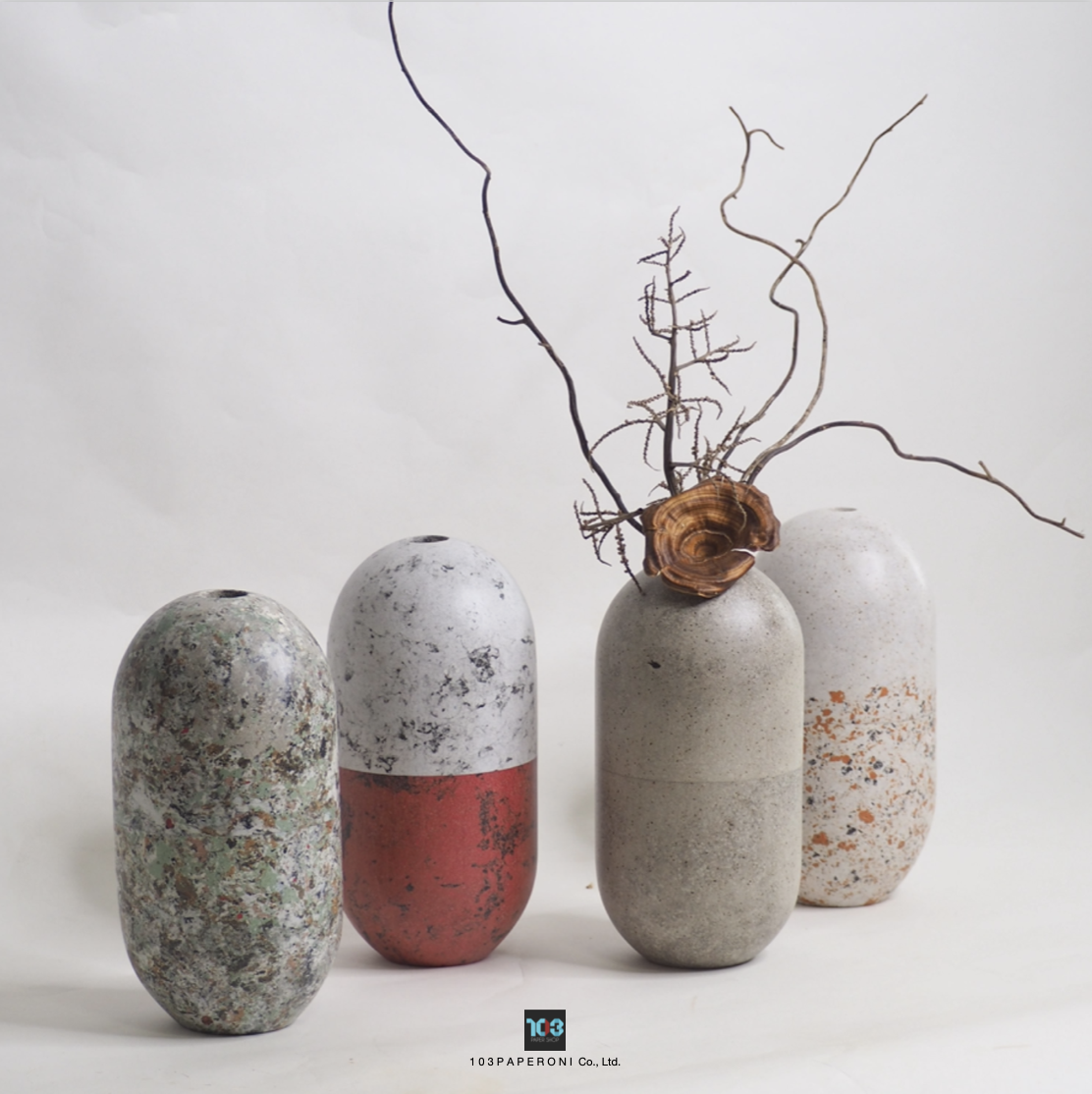 SIMPLY P COLLECTION NO.2  :  PAPER VASE  -  Our designs give new life to recycled paper and other natural materials,  Handmade sculptures , Which is created piece by piece.