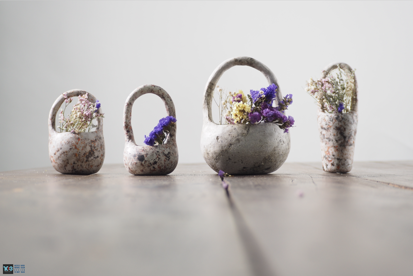 Paper Basket / ตะกร้าคุณยาย  -  Our designs give new life to recycled paper and other natural materials,  Handmade sculptures , Which is created piece by piece.