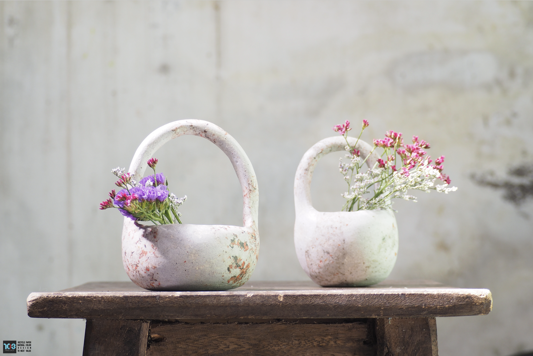 Paper Basket / ตะกร้าคุณยาย  -  Our designs give new life to recycled paper and other natural materials,  Handmade sculptures , Which is created piece by piece.