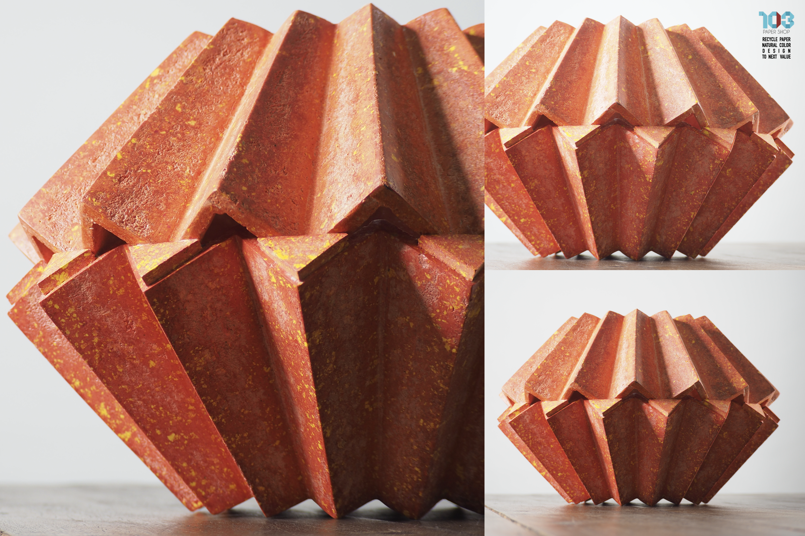 Khun BanChop / คุณบรรจบ - Paper Sculpture Vase  -  Our designs give new life to recycled paper and other natural materials,  Handmade sculptures , Which is created piece by piece.