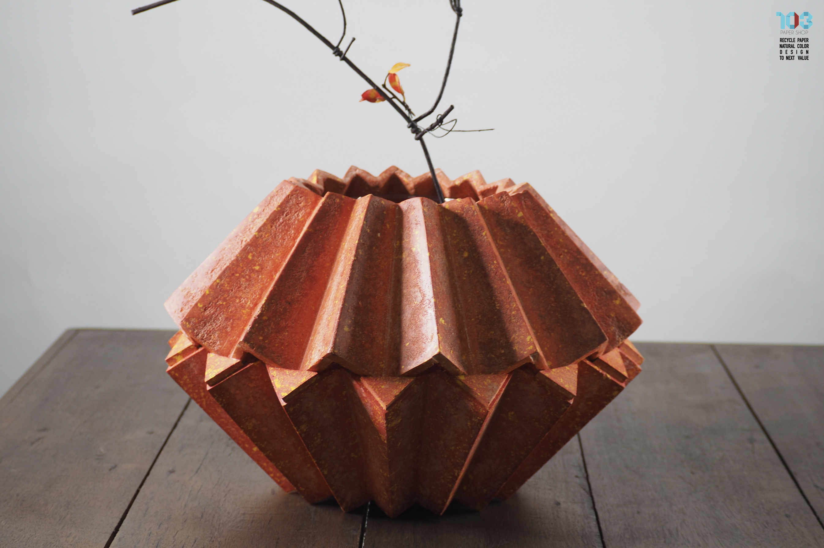 Khun BanChop / คุณบรรจบ - Paper Sculpture Vase  -  Our designs give new life to recycled paper and other natural materials,  Handmade sculptures , Which is created piece by piece.