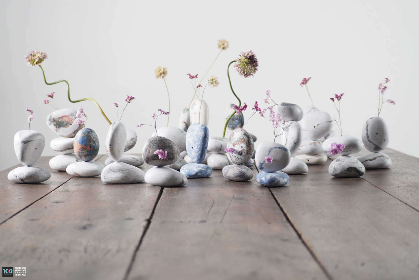 Khun Chom Choei / คุณชมเชย  :  PAPER VASE  -  Our designs give new life to recycled paper and other natural materials,  Handmade sculptures , Which is created piece by piece.